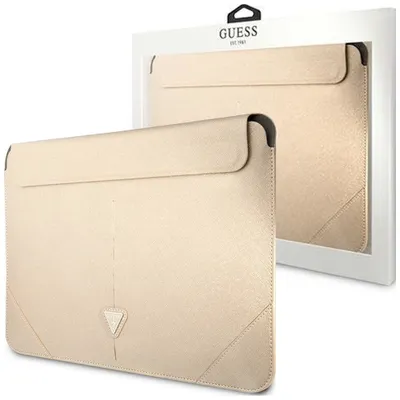 Produktbild von Guess Sleeve GUCS14PSATLE 13/14  beige / beige Saffiano Triangle Logo Handyhülle