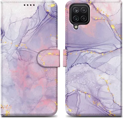 Produktbild von Cadorabo Schutzhülle für Samsung Galaxy A12 / M12 Hülle Design Lila Handyhülle Schutzhülle Etui Magnetisch Case Cover