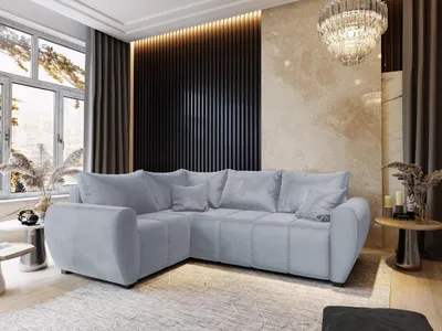 Produktbild von Masseno Ecksofa MADISON L L-S mit Schlaffunktion L-Form, Sofa mit Bettkasten, Wohnzimmersofa, Couch, Soffa, Bettsofa, Couchgarnitur- Hellgrau, PAROS 05
