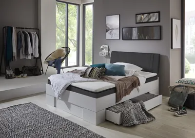 Produktbild von Relita Futonbett SANDRO 90 x 200 cm Liegefläche mit Polsterkopfteil, inkl. Lattenrost, Ausführung Weiß