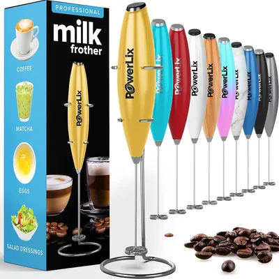 Produktbild von PowerLix Milchaufschäumer Stab, Milchschäumer Elektrisch - mit Edelstahlständer 15-20s, 19000 U/min,