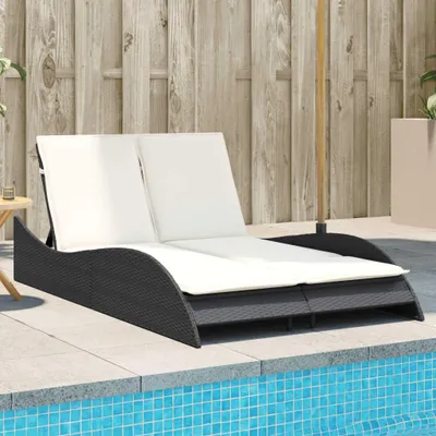 Obrázok produktu pre vidaXL Lehátko s vankúšmi čierne 114x205x73 cm polyratan