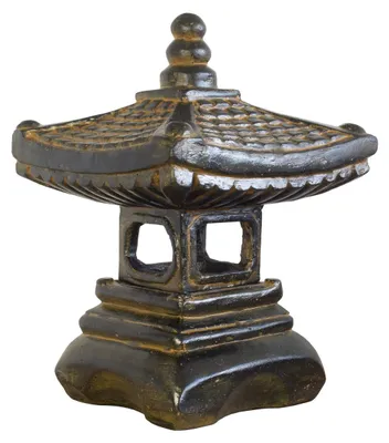 Produktbild von Stein Figur Pagode Skulptur bestehend aus 2 Elementen für den Garten oder Eingang GRC Grau 55 cm