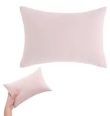 Imagen del producto de Almohada de viaje pequeña, color rosa, 27,9 x 17,8 cm, lavable, ideal para llevar de viaje