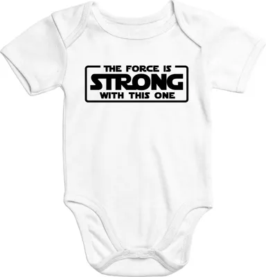 Produktbild von Baby-Body mit "the force is strong with this one" Aufdruck Baumwolle kurzarm Moonworks®  0-3 Monate