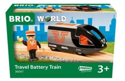 Produktbild von BRIO World - 36047 Orange-schwarzer Reisezug | Batteriebetriebener Spielzeugzug für Kinder ab 3 Jahren