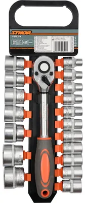 Image de Jeu de clés à douille de 1/2" avec cliquet, 19 pièces.