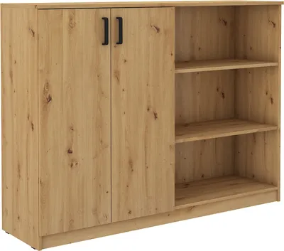 Produktbild von Masseno Kommode MALTESA 158 cm Sideboard mit 2 Türen für Wohnzimmer Schlafzimmer Modern 158x44x118 cm Eiche Artisan / Eiche Artisan