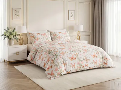 Produktbild von Mikrofaser-Bettwäsche ORANGE BUTTERFLY weiß Bettwäschegröße: 70 x 80 cm | 140 x 200 cm