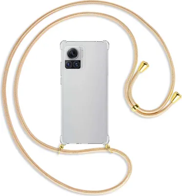 Produktbild von Handykette Backcover-Schutzhülle mit Band (Metall goldfarben) für Motorola Edge 30 Ultra, Moto X30 Pro - Goldkordel