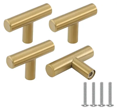 Productafbeelding van Gouden meubelknopen, 4 stuks, roestvrijstalen schroefknopen voor kasten, vintage ladehandgrepen, dressoirs, meubels, keuken, woonaccessoires