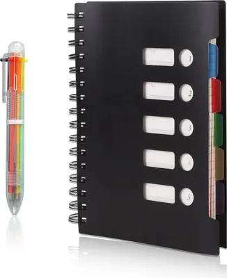Produktbild von Famanu Notizbuch A5 mit Register - Spiralbindung - 300 Seiten - Schwarz