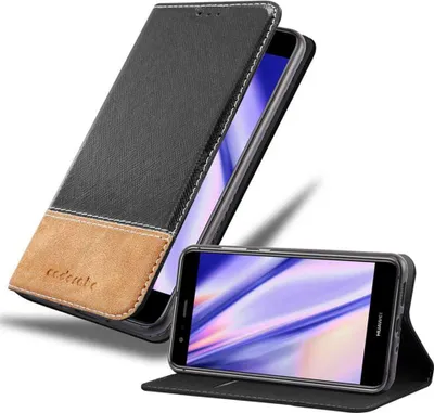 Produktbild von Cadorabo Hülle für Huawei P10 LITE Schutzhülle in Schwarz SHandyhülle Book Case Etui Kunstleder