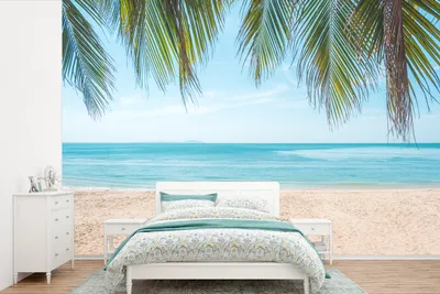 Produktbild von MuchoWow® Fototapete für Wohnzimmer oder Schlafzimmer Wandtapete Vinyl Motivtapete Strand - Palme - Thailand - 360x240 cm - Vinyl-Tapete