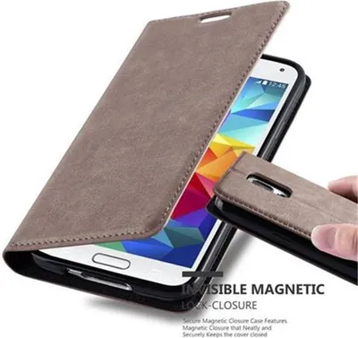 Obrázek produktu pro Cadorabo Case for Samsung Galaxy S5 / S5 NEO Protective Case in Brown Pouzdro na mobilní telefon s magnetickým zavíráním