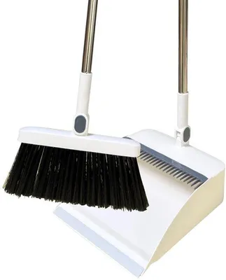 Zdjęcie produktu dla Zestaw do czyszczenia włosów Unyqoos® z długą, nierdzewną rączką – szczotka z 4-warstwową głowicą, nachyleniem 45° i możliwością obrotu o 180°, oraz miotła z ząbkami do zbierania włosów i kurzu