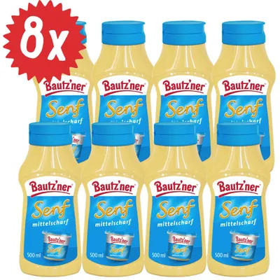 Produktbild von Bautzner Senf mittelscharf - 8x 500ml