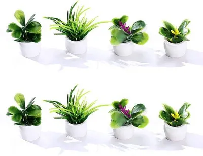 Produktbild von Miniaturenkunstpflanzen für Gärten, Mini-Bonsai-Topfpflanzen, 8 Stück