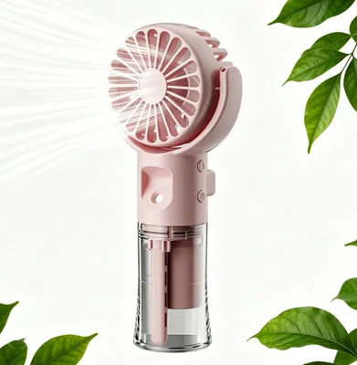 Produktbild von Handventilator mit Wasserkühlung, Tragbarer Mini Ventilator, Taschenventilator Mit 4 Geschwindigkeitsstufen, USB-Ventilator Rosa