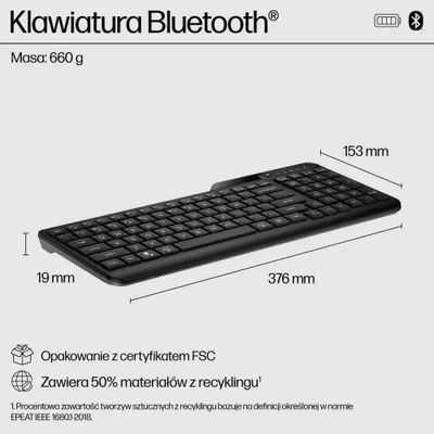 Zdjęcie produktu dla HP Klawiatura Bluetooth 460 Multi-Device, Pełnowymiarowy (100%), Bezprzewodowy, Bluetooth, Mechaniczna, Czarny