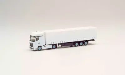 Produktbild von Herpa Minikit 013796 - 1/160 Mercedes-Benz Actros Gardinenplanen-Sattelzug, weiß