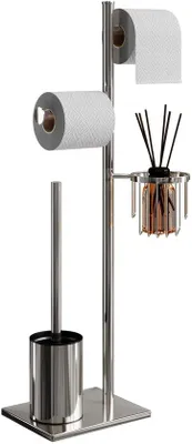 Produktbild von Stehendes Edelstahl-Toilettenpapierhalter mit Bürste und Ablage