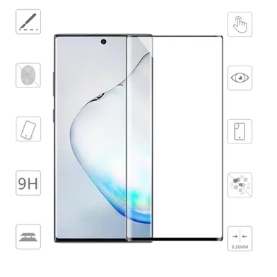 A screen protector is shown next to a smartphone.
