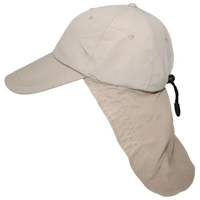 A beige cap with a long neck protector, shown against a white background.