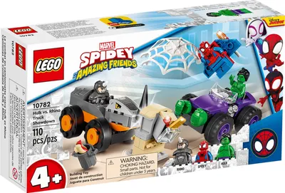 Produktbild von LEGO 10782 Marvel Spidey und seine Super-Freunde Hulks und Rhinos Monster Truck-Duell, Spider-Man-Set, Superhelden-Spielzeug zum Bauen ab 4 Jahren