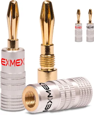 Produktbild von 4x Bananenstecker NEXMEX High End Bananas für Kabel bis 6mm² 24K vergoldet
