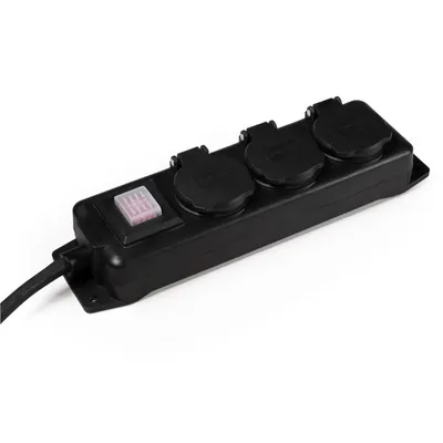 Produktbild von MCPOWER Steckdosenleiste, 3-fach, Schalter, IP44, Außenbereich, schwarz