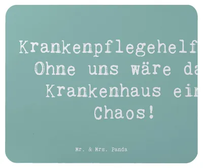 Produktbild von Mr. & Mrs. Panda Mouse Pad Spruch Krankenpflegehelfer Chaos - Meeresbrise - Geschenk, Wertschätzung, Berufsalltag, Gesundheitswesen, kreative Geschenke, gummi mauspad
