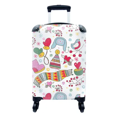 Produktbild von MuchoWow® Koffer Handgepäck Trolley Rollkoffer Kleine Reisekoffer mit 4 Rollen - Muster - Winter - Weihnachten - Cabin Size < 55x40x23 cm & 55x40x20 cm - Fotokoffer - Kabinenkoffer - Boardgepäck - Reise-Box - Reisekoffer - Reisegepäck - Koffer mit Bild - Trolley für Kinder