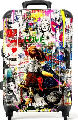 Obrázek produktu pro NoBoringSuitcases.com Tvrdý kufr střední velikosti 67x43x25 cm, 72L, Barevné graffiti potisky: Děti, Cestovní kufr se 4 kolečky