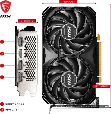 Produktbild von MSI GeForce RTX 4060 Ventus 2X Black 8G OC Grafikkarte -NVIDIA RTX 4060, 8 GB