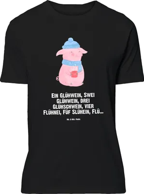 Produktbild von Mr. & Mrs. Panda Größe XL T-Shirt Schweinchen Glühwein - Schwarz - Geschenk, Shirt, Spruch, Betrunken, Tshirt, mit, Weihnachtsmarkt, Weihnachten