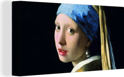 Produktbild von MuchoWow® - Leinwandbilder - Das Mädchen mit dem Perlenohrring - Johannes Vermeer, Wandbild, Wanddeko Bilder Wohnzimmer, 80x40 cm