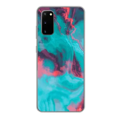 Produktbild von MuchoWow® Handyhülle Schutzhülle Hülle für Samsung Galaxy S20 Abstrakt - Neon - Rosa - Blau Silikon Softcase Handy Hülle - Bild - Geburtstag Teenager