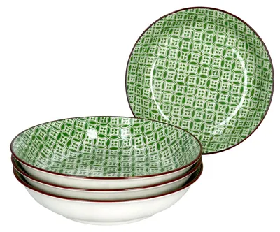 Produktbild von Lime Sao 4-tlg. Suppenteller Set Ø 20 cm Grünes Dekor Soup Porzellan Ritzenhoff