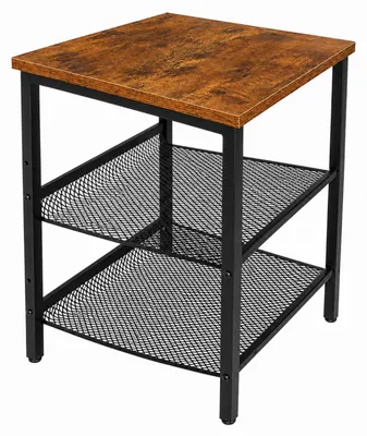 Zdjęcie produktu dla Stolik kawowy ciemny brąz loft rustykalny z 2 półkami BEGRYF 40x40x55