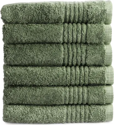 Produktbild von PHLOX Handtücher Set - 6 Teilig - 100% Baumwolle 600 g/m² - 50x100 cm - Frottee, Weich - Grün