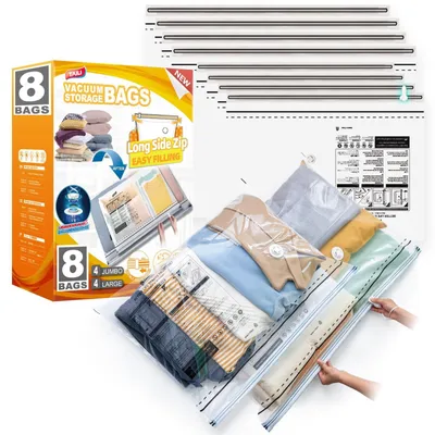 Produktbild von Set aus 8 Vakuum-Aufbewahrungssäcken für Bettdecken und Kleidung