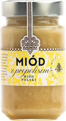 Zdjęcie produktu dla Miód z propolisem 240 ml/315 gramów - Schronisko Bukowina
