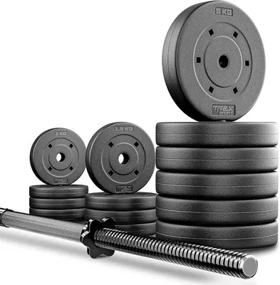 Imagen del producto de Juego de discos de pesas de 46 kg | Juego de pesas con barra de 150 cm