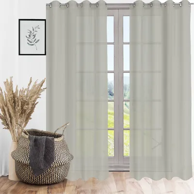 Produktbild von Ösenschal Blickdicht Ösenvorhang Ösengardine Gardine Gardinen Ösen Vorhang Vorhänge Hellbraun 2 Stück 140cm(B) x 245cm(L)
