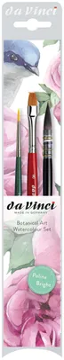 Productafbeelding van Da Vinci Botanical Art watercolor penseelset - 3 penselen: Serie 498 No. 2, Serie 5570 No. 2, Serie 5880 No. 8