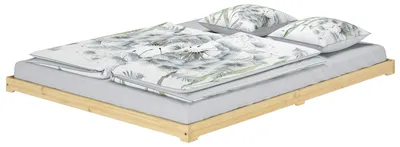 Produktbild von Futonbett Bodenbett extra niedriges Holzbett 160x200 Kiefer lackiert V-60.47K-16ohne Zubehör