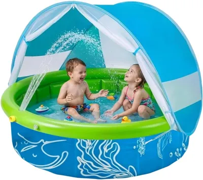 Produktbild von Pool Mit Sonnendach, Faltbares Spielzeug mit, integriertem Sonnendach und | Multiuse Tragbares Kinderplanschbecken,n Außenbereich im, Sommer aufr, Terrasse inm, Park am, im Hinterhof