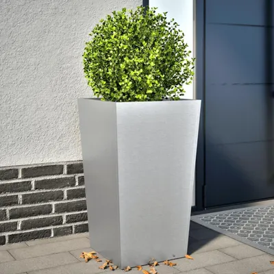 Produktbild von 2 Pflanzkübel aus verzinktem Stahl, 45x45x75 cm, für Balkon und Außenbereich