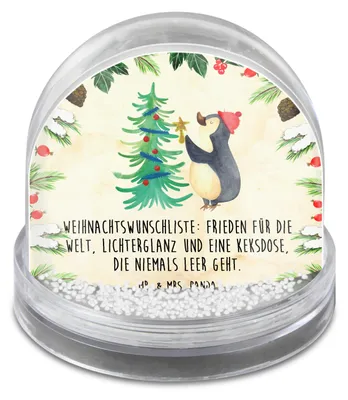 Produktbild von Mr. & Mrs. Panda Schneekugel Pinguin Weihnachtsbaum - Naturpapier - Geschenk, Winter, Weihnachten, dekoartikel, Weihnachts, glitzerkugel, wasserkugel, schnee kugel